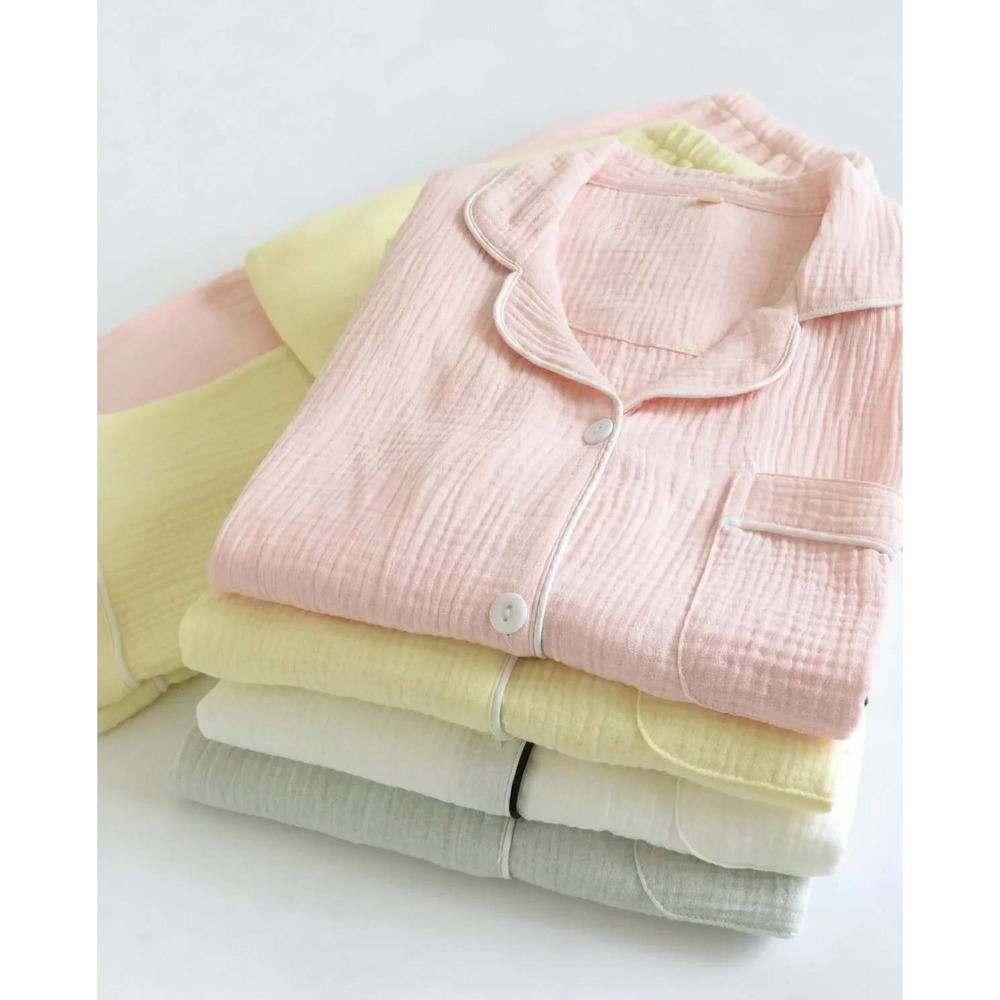 The Fleece Company The Long Sleeve 100% Muslin Cotton Pajama Set Pink XL NWT